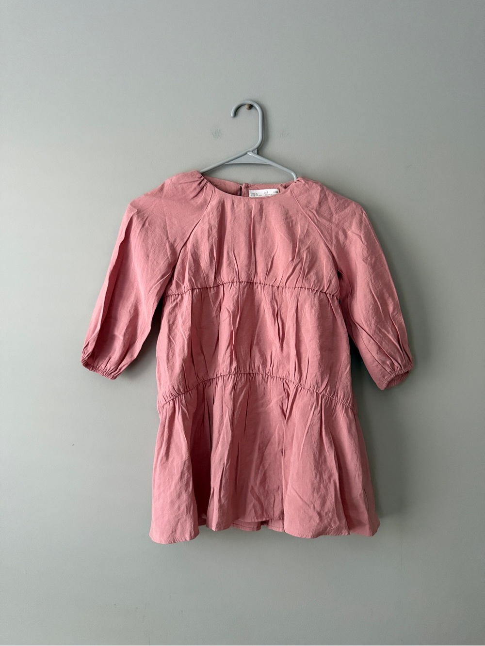 Zara kids size 7 girls Dusty Rose Tiered Dress